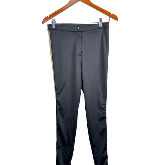 Forever 21 Black Metallic Gold Stripe Stirrup Pants Size L NWT - Picture 3 of 9